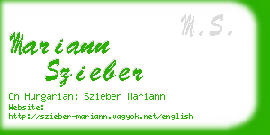 mariann szieber business card